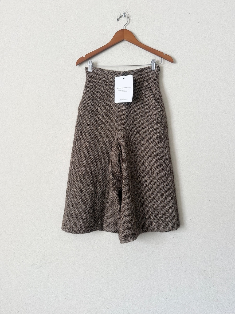 Max Mara SIZE 2 wool blend brown wide leg cropped pocketed high rise pants